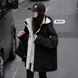 Yanlifen (yanlifen) down jacket women's winter cotton jacket 2025 new workwear thickened fashionable down jacket jacket black m recommended 105-125 jin jin equals 0.5 kg