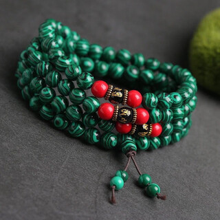 Sanskrit malachite boutique 108 beads bracelet, round beads 6mm for men and women, malachite beads rosary bracelet wholesale, green malachite multi-circle