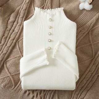 She pool beaded bottoming shirt 2025 autumn new women's clothes fungus half turtle collar gentle style elegant sweater