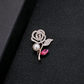 Van ocean annora korean version of fashion high-end brooch women's rhinestone scarf buckle anti-exposure buckle crystal corsage pin pearl decoration a rose red