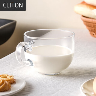 Cliton glass milk cup tea cup breakfast cup large capacity coffee milk tea children's drinking cup oatmeal cup mug