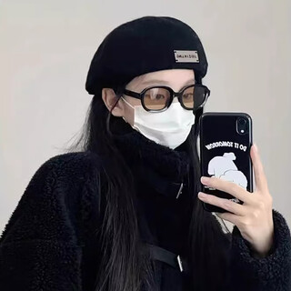 Miao yijia beret women's hat spring autumn winter forward hat newsboy painter hat large head circumference korean version versatile japanese style small face black iron standard versatile woolen beret