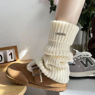 Wanshang socks metal label milk white sock covers japanese women's autumn and winter american retro coffee brown flap pile sock covers milk white one size