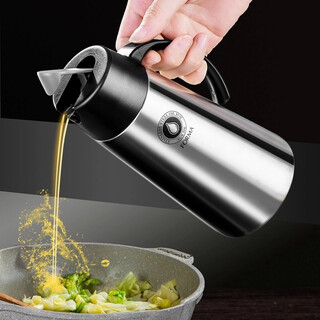 Jimeng stainless steel oil pot does not hang oil household large 316 automatic opening and closing anti-leak oil sauce vinegar oil bottle oil tank pot black-750ml
