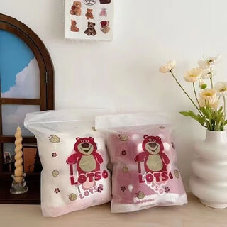 Porphyry oak strawberry bear bath towel cute girl heart ins soft absorbent quick-drying bath towel can be wrapped in thick couple face towel white + pink bath towel + towel couple girlfriend 7