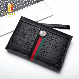 Guski brand men's handbag large capacity casual envelope clutch genuine leather birthday new year gift for boyfriend black 890006-2