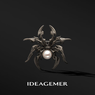 Ideagemer925 silver spider shell bead brooch men's fashion trend niche original design handsome suit pin lapel pin spider shell bead brooch