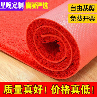 Star night thickened silk circle floor mat anti-slip silk entry floor mat plastic red floor mat dust-proof door elevator hotel welcome red 120*150cm (thickened 15mm)