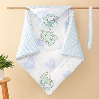 Mumuxi newborn baby quilt wrapped in newborn baby delivery room pure cotton spring autumn winter summer thickened velvet 90*90cm thickened about 700g loving dinosaur + beanie velvet