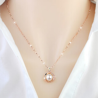 Dl 1998 fat donglai same style 18k rose gold necklace women's pearl pendant temperament style as a valentine's day gift for your girlfriend rose gold pearl necklace