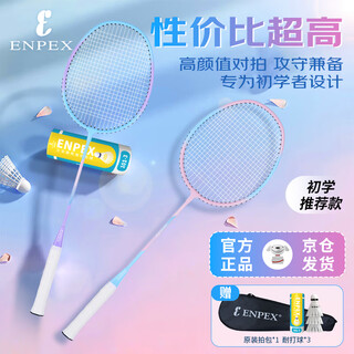 ENPEX乐士羽毛球拍双拍 耐打学生成人对拍 ART-80 附101-3羽毛球