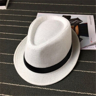 Karond new small top hat men's spring and summer white sun protection large brim beach hat men's and women's british jazz autumn and winter sun hat straw hat pure white children's size 54cm