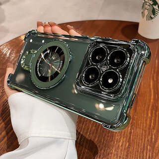 Beitech magnetic holder suitable for xiaomi 14pro mobile phone case xiaomi 13 new transparent high-end 15spro all-inclusive lens silicone airbag 13 high-end niche 17 soft protective cover canngling green metal holder airbag anti-fall xiaomi 14