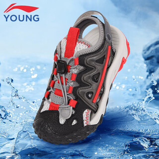 Li ning children's shoes children's sandals boys 2025 summer new long-distance travel children's baotou beach sandals black 06-1 25