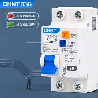 正泰（CHNT）空气开关带漏保二位漏电保护器NXBLE-63YH家用断路器 32A 1P+N