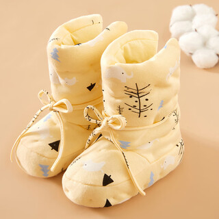 Mianguduo baby pure cotton handmade spring and autumn cotton shoes for newborns at home in winter, thickened and warm, soft soles, non-falling heel foot protectors