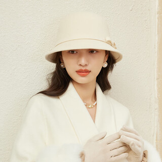 Siggi wool fisherman hat women's autumn and winter french elegant top hat small fragrant fashion fashion daughter hat daughter white