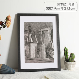 Caitangtang solid wood art sketch special picture frame four 4k eight open 8k photo frame wall hanging oil painting frame a4 display a3 framed empty frame black solid wood frame universal 8k wall hanging can place 26.5*38cm