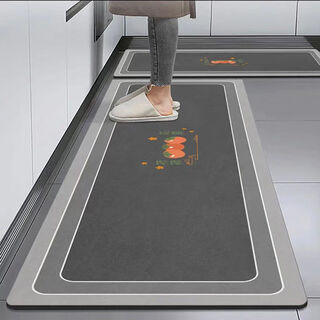 Mihou kitchen special floor mat household water-absorbent, oil-absorbent and dirt-resistant floor mat long non-slip and wear-resistant kitchen mat supports customization shishi ruyi-dark gray 50*180 cm single piece/upgrade thickening