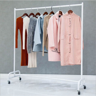服装店展示架服装货架水管陈列落地式挂衣架金色龙门架移动带轮子 白色 长180宽40高160