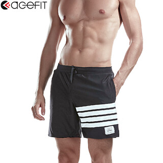 Acefit swimming trunks men's loose swimming trunks anti-embarrassment boxer shorts beach trunks men's swimsuit 416 black xxl