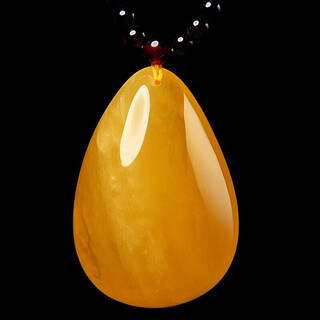 Ou fanluo beeswax pendant amber chicken fat yellow full honey water drop necklace men's and women's necklaces the main stone weighs about 8-10g and comes with an identification certificate