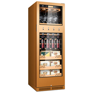 Cigarloong cigar and wine cabinet cedar wood intelligent dual temperature constant temperature and humidity energy-saving cigar and wine dual-use cabinet cl-188c3 cigar and wine cabinet hanging cup model (brushed gold)