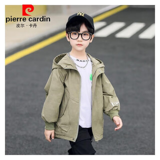 Pierre cardin brand children's clothing boys' autumn jacket 2025 new style 4-16 years old middle-aged and older boys' autumn jacket tops cool and handsome military green 150
