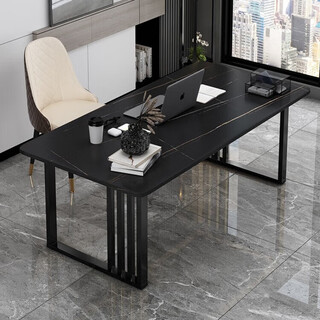 Yimaojia italian light luxury slate desk modern simple home black study writing desk workbench computer table lauren black gold single table 200*80*75cm