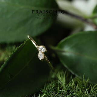 Fraischic freehand forest 18k gold 8-point diamond ring double diamond shape ring ring gift for women 8-point double diamond ring no. 10 ready stock