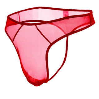 Sexy men's sexy underwear, men's thong underwear, fully transparent t-pants, passion-free nightclub opening, large size gay, red, one-size-fits-all, mesh thong, sexy temptation, one-thread see-through t-pants