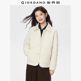 Giordano cotton coat women's autumn and winter new quilted diamond pattern stitching corduroy lapel jacket 13375663