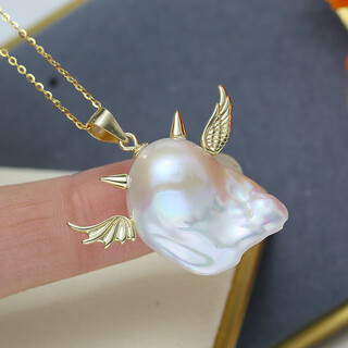 Erli diy accessories s925 sterling silver little devil pearl pendant empty holder apiao baroque shaped beads assembled silver holder silver without pearl pendant accessories