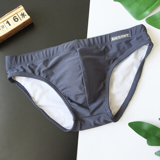 南啵丸 泳裤男防尴尬低腰带护垫三角海边游潮男时尚纯色泳衣的 深灰色 M