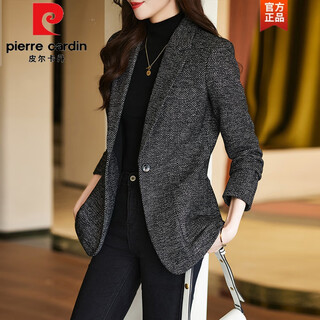 Pierre cardin wool suit jacket women's winter thickened 2023 new autumn and winter high-quality temperament casual women's woolen suit black suit xl