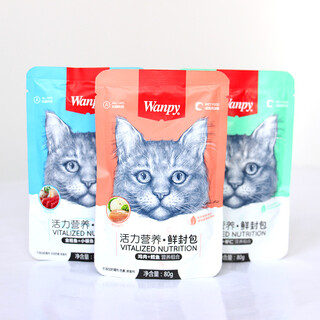 顽皮顽皮猫罐头妙鲜封包80g*10包三文鱼虾仁猫零食成猫幼猫营养湿粮包 鸡肉味80g*10包