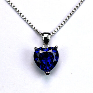 Remnant heart-shaped tanzanite pendant for women, sterling silver single pendant, tanzanite sapphire necklace, versatile blue simple gemstone pendant, white gold (main stone 10x10mm) without chain