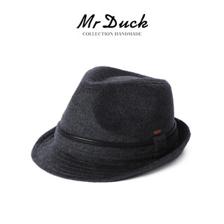 Mr duck luxury grade handmade men's hat 100% cashmere old money style autumn and winter versatile jazz hat soft and skin-friendly iron gray (100% cashmere)-mw36231 xl (61cm or more, extra large head circumference shot)