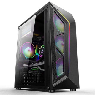 Mingsujizhi titan pro computer case gaming power supply set (side transparent/support atx/wide-body game computer case/support long graphics card/backline game case v8 game case black