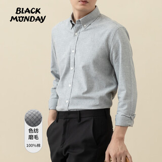 Blackmonday kariertes hemd aus reiner baumwolle für herren, frühlings- und herbst-baumwolle, gebürstetes business-casual-herren-langarmhemd