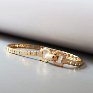 Fat donglai's same style k gold bracelet heavy industry version korean pure 14k gold women's plain gold horseshoe watch strap k yellow l 14k gold total length 17cm reservation