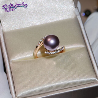 Dl 199818k rose gold pearl ring shunjing new purple pearl is round and extremely strong purple pearl 10mm love is waiting rose gold ring