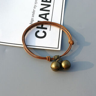 Lianmu pet collar puppy bell kitten bell necklace cute little cat and dog bell collar small dog pendant brown (two bronze bells) s size 15-23 cm adjustment range