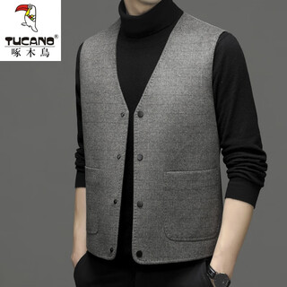 Woodpecker cashmere double-sided woolen suit vest men's high-end warm vest woolen woolen woolen woolen woolen woolen woolen woolen woolen jacket vest for men 2391 model camel 180/xl
