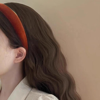 Bary reef's new hong kong style headband with large head circumference, new headband, winter velvet hair accessories, high skull pumpkin color headband hairpin for women, mature pumpkin (whitening)