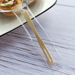He jiagong disposable bamboo fruit fork set, dessert sushi fork, individually packaged, commercial ktv thickened fruit pick fork, individually packaged 1 piece, 100 pieces/pack