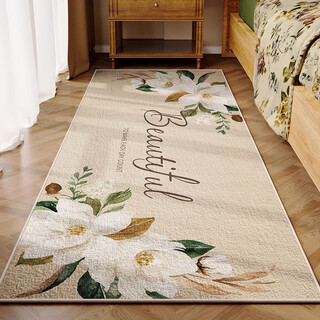 Yinshang american bedroom carpet, master bedroom window sill, light luxury and high-end carpet, household anti-fall and anti-slip living room strip blanket, let flowers become flowers, belgian velvet carpet 60*180cm, high-end carpet surface