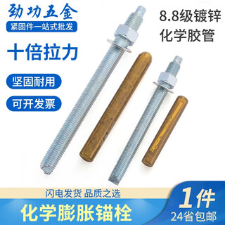 Jinggong grade 8.8 chemical bolt chemical anchor high strength chemical expansion bolt fixing agent m12m16m20 grade 8.8 m20*260 (2 sets/including chemicals)