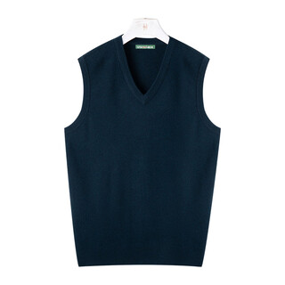 Chunzhu 100% pure wool vest men's business casual commuting sleeveless vest warm base knitted v-neck vest dark floral green m (105cm)