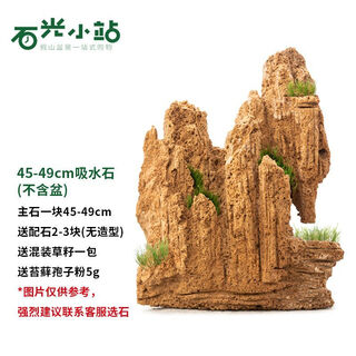 Shiguang station absorbent stone natural stone bonsai fish tank courtyard large fish pond landscaping absorbent stone original stone water stone bonsai 45-49cm absorbent stone does not include basin